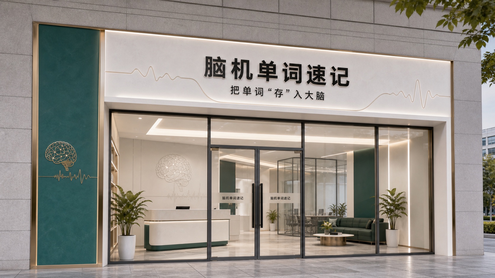 脑机单词速记未来学习中心门头概念效果图